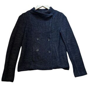 Ann Taylor Loft Womens Tweed Double Breasted Blazer Size S Navy White Specs